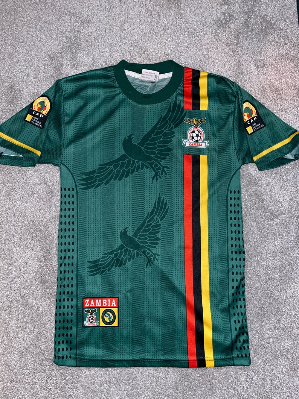 Boys youth THM Kids Zambia Soccer Jersey Green T Shirt M Kids CAF MBESUMA